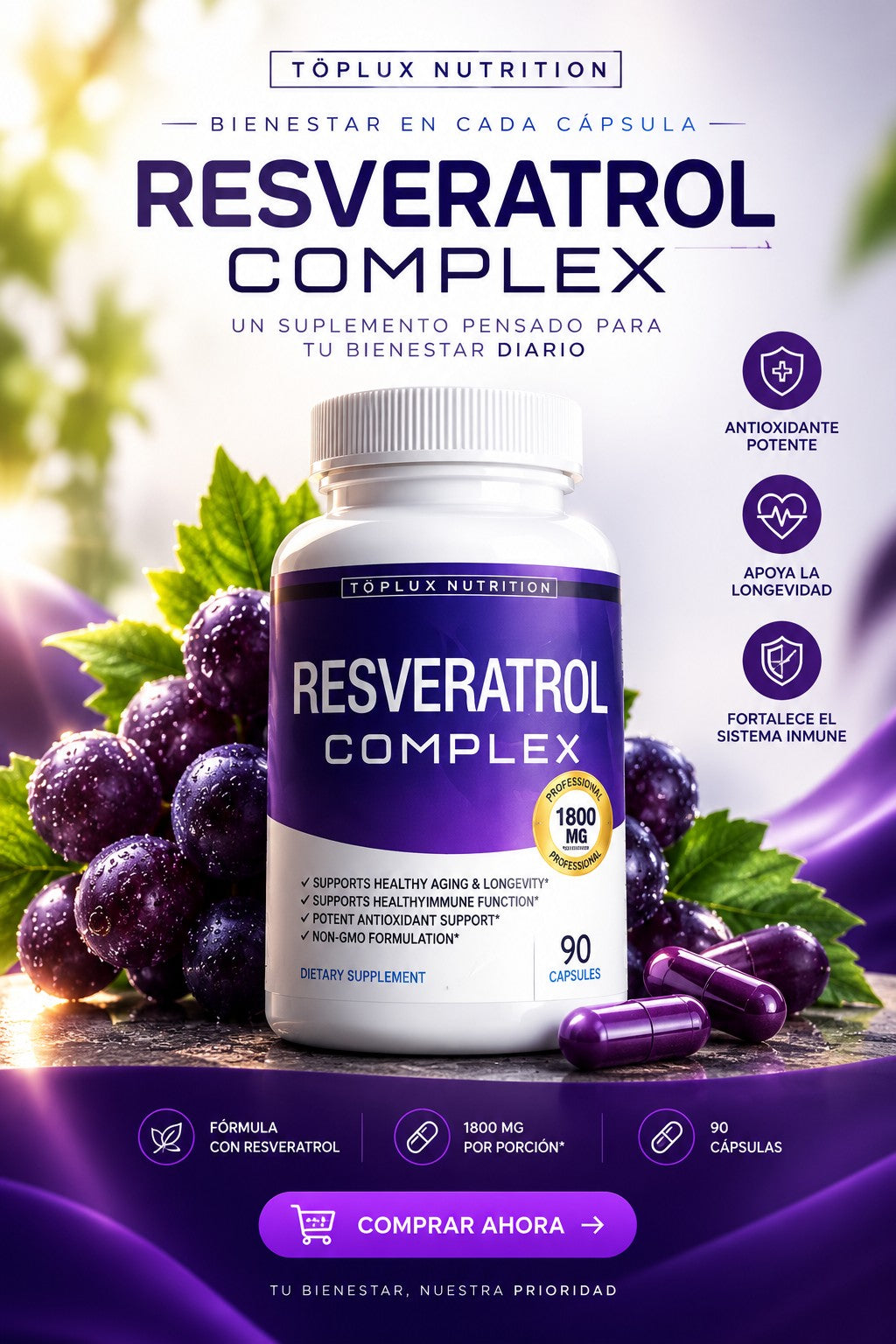 NAD+ RESVERATROL 60 CAPSULAS TOP